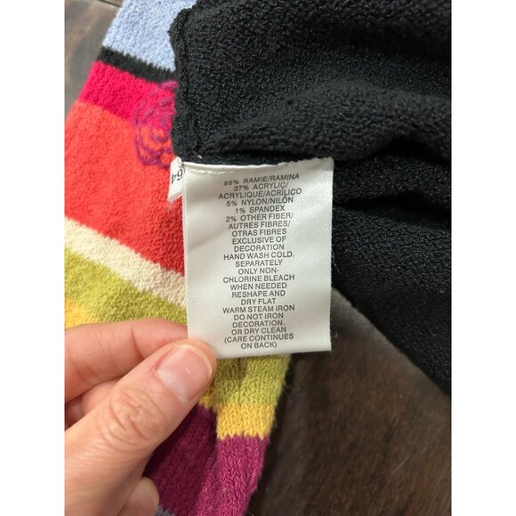 Susan Bristol XL Festive Santa Knit Sweater Colorful Striped Sleeves Pom Accent - Picture 6 of 8